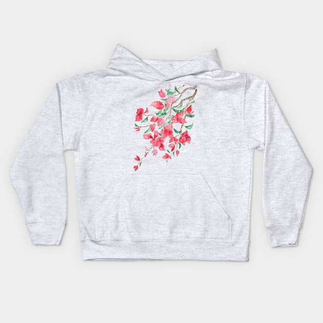 Reddish Pink Bougainvillea flower watercolor 2020 Kids Hoodie by colorandcolor